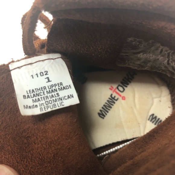 Minnetonka Baby Moccasins.- Braid Booties- Size 1 - Leather with Fringe - Picture 4 of 6